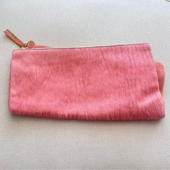Clare V Foldover Pink Clutch Hair-On - Picture 2 of 6